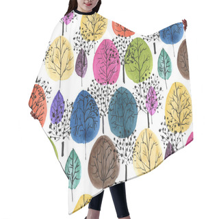 Personality  Seamless Hand Painted Watercolour Abstract Vintage Tree Pattern Hair Cutting Cape