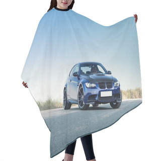 Personality  Luxury Blue Sports Car On The Road Hair Cutting Cape