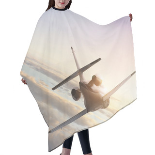 Personality  Airplane / Jetplane In The Sky At Sunset Hair Cutting Cape