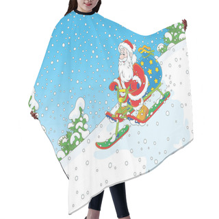 Personality  Santa Riding A Snow Scooter Hair Cutting Cape