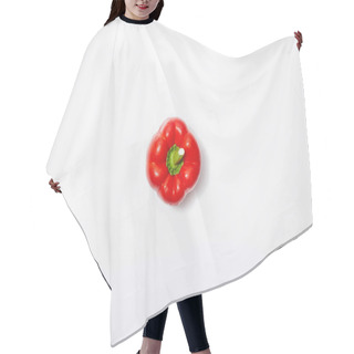 Personality  Top View Of Red Paprika On White Background Hair Cutting Cape