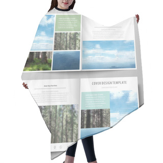 Personality  Templates For Square Design Bi Fold Brochure, Flyer. Leaflet Cover, Vector Layout. Colorful Background Made Of Triangular Or Hexagonal Texture, Travel Business, Natural Landscape In Polygonal Style Hair Cutting Cape