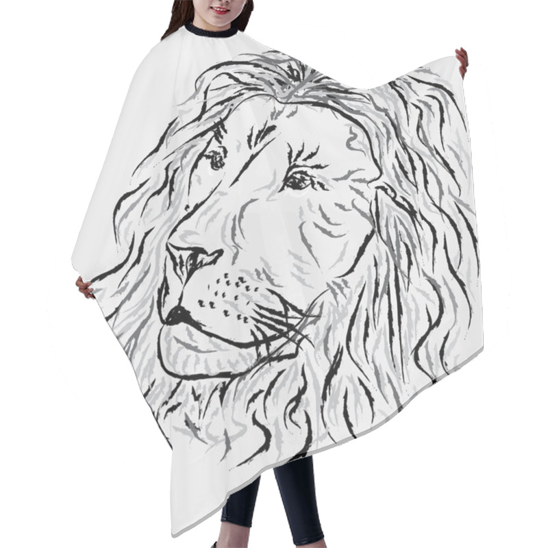 Personality  Abstract Stylized Lion Hair Cutting Cape