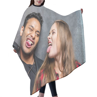 Personality  Young Couple In Love Hair Cutting Cape