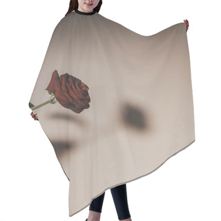 Personality  Silhouette Of Red Rose Flower On Beige Background Hair Cutting Cape