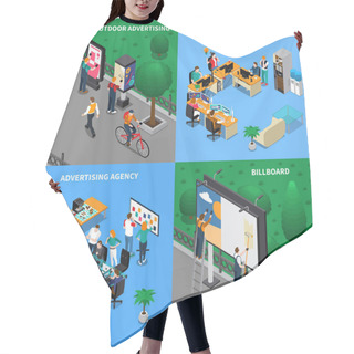 Personality  Advertising Agency Isometric Concept Hair Cutting Cape