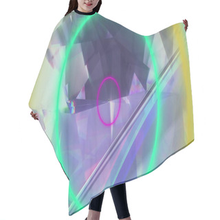 Personality  Image Of Colourful Neon Circles Over Cube. Abstract Background, Retro Future And Pattern Concept Digitally Generated Image. Hair Cutting Cape