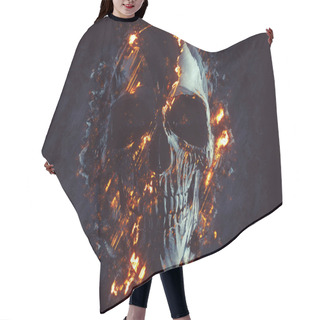 Personality  Dark Black Skull - Glowing Flames And Lava Hair Cutting Cape