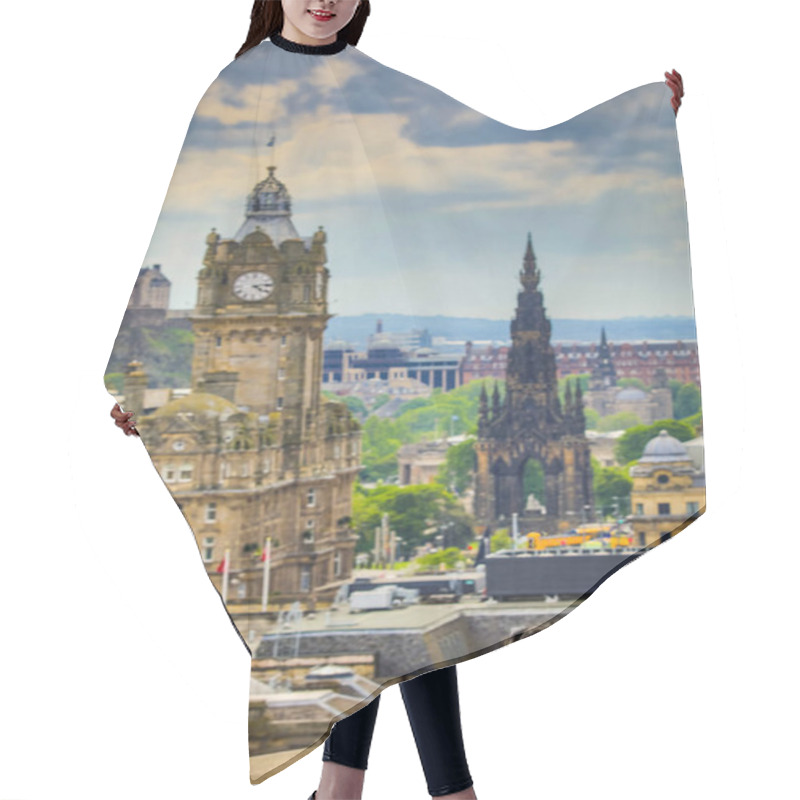 Personality  EDINBURGH, UNITED KINGDOM - MAY 30, 2019: General View Of Edinburgh Central Streets - The Capital Of Scotland Top View. Hair Cutting Cape