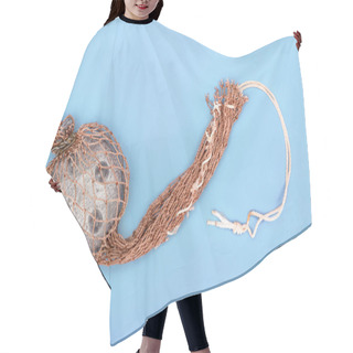 Personality  Top View Of Fishing Net Isolated On Blue  Hair Cutting Cape