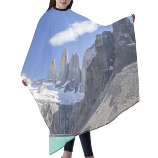 Personality  Torres Del Paine Mountains And Lake. Hair Cutting Cape