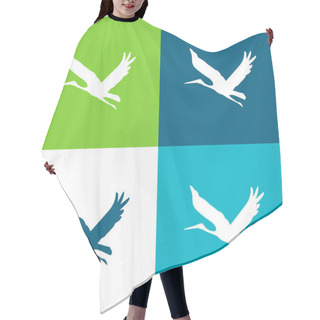 Personality  Bird Flying Shape Flat Four Color Minimal Icon Set Hair Cutting Cape