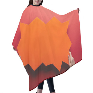 Personality  Top View Of Empty Red Speech Bubble On Red Background Hair Cutting Cape