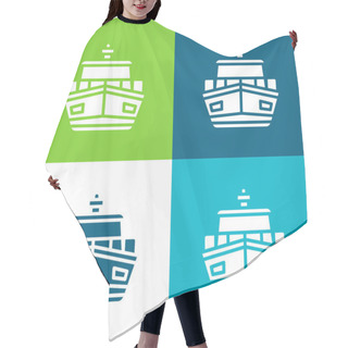 Personality  Boat Flat Four Color Minimal Icon Set Hair Cutting Cape