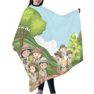Personality  Scene With Many Kids In The Park Hair Cutting Cape
