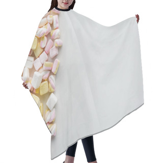 Personality  Top View Of Yummy Colored Marshmallows On White Surface Hair Cutting Cape