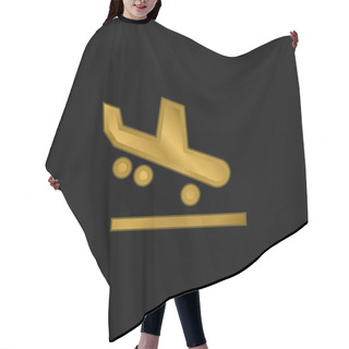 Personality  Arrival Gold Plated Metalic Icon Or Logo Vector Hair Cutting Cape