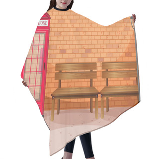 Personality  Brick Wall Street Side With Telephone Box And Bench Illustration Hair Cutting Cape