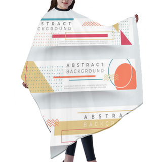 Personality  Abstract Retro Horizontal Banners With Multicolored Simple Geometric Shapes. Triangles, Circles, Lines Hair Cutting Cape