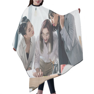 Personality  Businesswomen Working With Blueprint  Hair Cutting Cape