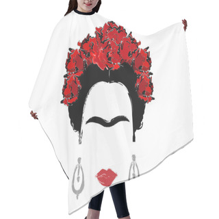 Personality  Portrait Of Frida Kahlo, Vector Illustration Isolated, Portrait Of Modern Mexican Or Spanish Woman, Drawing Style  Hair Cutting Cape