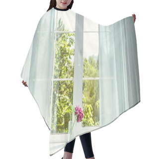 Personality  Window With Curtains And Flowers Hair Cutting Cape