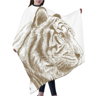 Personality  Engraving Illustration Of Tiger Head Hair Cutting Cape