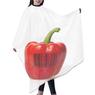 Personality  Red Bell Pepper With Barcode Hair Cutting Cape