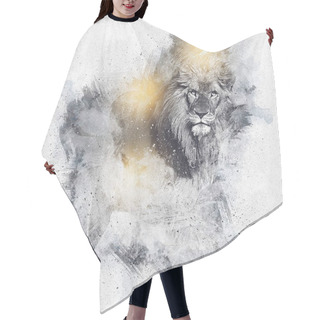 Personality  Lion Art Illustration Drawing Grunge Vintage Hair Cutting Cape