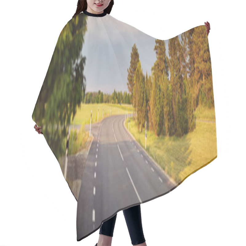 Personality  Road Panorama On Sunny Spring Evening Hair Cutting Cape