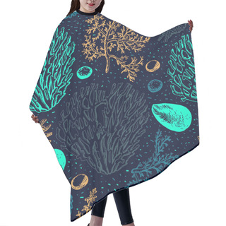 Personality  Marine Seamless With Corals On Dark Background Hair Cutting Cape