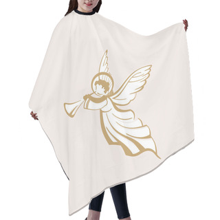 Personality  White Angel With Trumpet Hair Cutting Cape