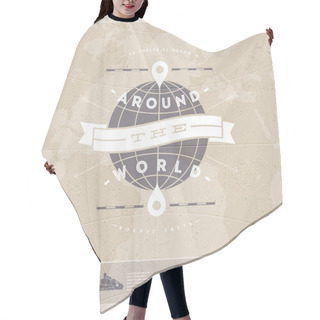 Personality  Around The World - Travel  Vintage Type Design With World Map And  Old  Transport Hair Cutting Cape