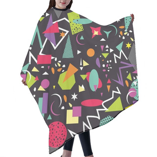 Personality  Multicolor Geometric Retro Pattern Isolated On Black Background. Seamless Colorful Chaotic Shapes. - Vector Hair Cutting Cape