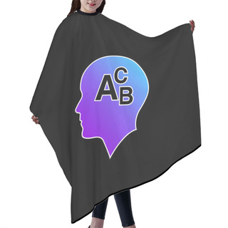 Personality  Bald Head With Alphabet Letters ABC Blue Gradient Vector Icon Hair Cutting Cape