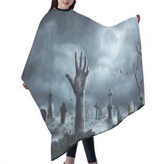 Personality  Zombie Hand Rising Out Of A Graveyard In Spooky Night Hair Cutting Cape