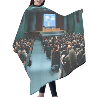 Personality  Conference In Auditorium Hair Cutting Cape