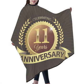 Personality  Celebrating 11 Years Anniversary, Golden Laurel Wreath Seal With Golden Ribbon Hair Cutting Cape
