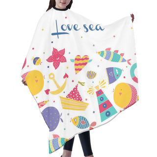 Personality  Cute Postcard With Sea Theme Hair Cutting Cape