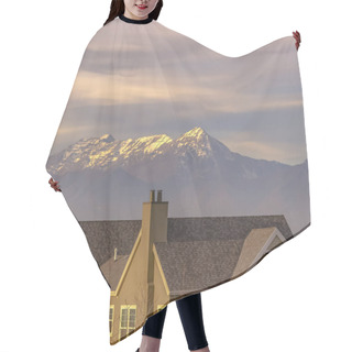 Personality  Home Against Snow Capped Mountain And Cloudy Sky Hair Cutting Cape