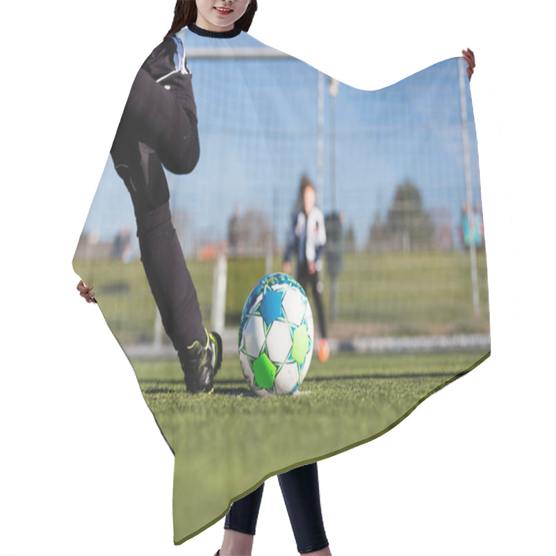 Personality  Soccer Player And Goalie During Penalty Shootout Hair Cutting Cape