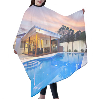 Personality  Tranquil Swimming Pool At A Luxury Property Hair Cutting Cape
