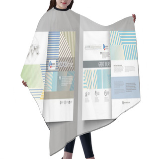 Personality  Business Templates For Bi Fold Brochure, Magazine, Flyer, Booklet. Cover Template, Abstract Vector Layout In A4 Size. Minimalistic Design With Lines, Geometric Shapes Forming Beautiful Background. Hair Cutting Cape