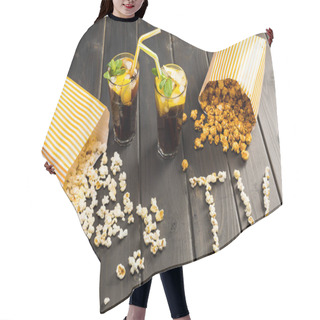 Personality  Popcorn And Drinks In Glasses Hair Cutting Cape
