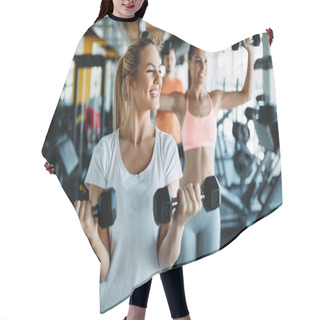 Personality  Women Working Out In Gym Strengthening Their Physique Hair Cutting Cape