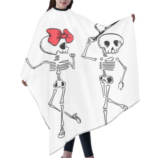 Personality  Skeletons Dance With Ribbon Hair Cutting Cape
