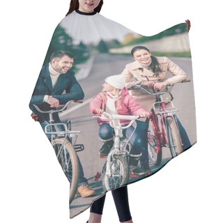 Personality  Happy Family With Bicycles Hair Cutting Cape