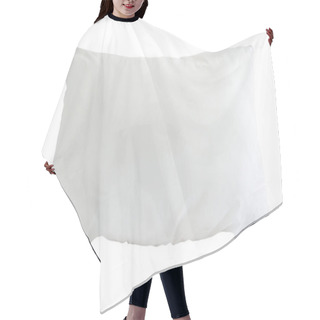Personality  White Pillow In Hotel Or Resort Room Is Isolated On White Background With Clipping Path. Hair Cutting Cape