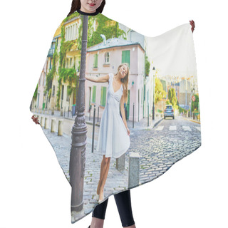 Personality  Woman In White Dress Walking On Famous Montmartre Hill In Paris Hair Cutting Cape