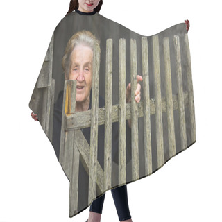 Personality  Old Woman Near A Fence Hair Cutting Cape